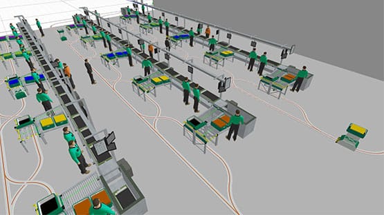 Symulacja AGVs w liniach produkcyjnych